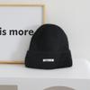 Japanese Simple Letter Pattern Labeling Knitted Hat for Women In Autumn and Winter New Warm and Thickened Cold Hat Showing A Small Face