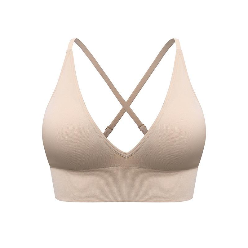 Women Cross Back Thin Strap Shockproof Sports Yoga Bra For Gym Fitness Training