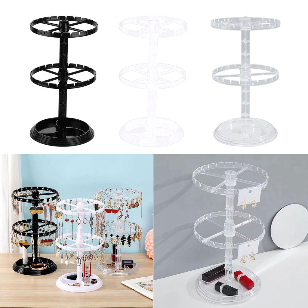 Three Layers Rotating Necklaces Stand Versatile Display Shelf for Earrings Practical Jewelry Presentation Racks