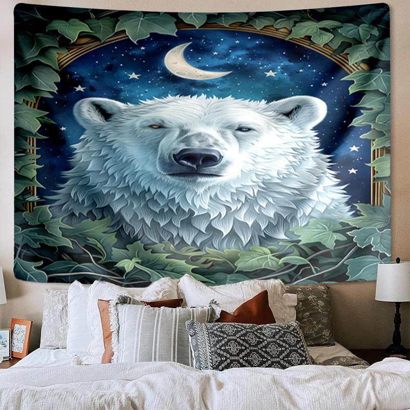 Autumnal Bear Family Scene Tapestry Room Decoration Wall Hanging for Living Room Bedroom, dormitory, Birthday and Christmas gifts