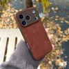 Niche style retro solid color leather pattern for iPhone17Pro max Apple 16 mobile phone case 14/15 advanced sense