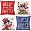 Santa Claus Polyester Printed Pillow Cover Home Living Room Sofa Cushion Cover Bedroom Cushion Cover