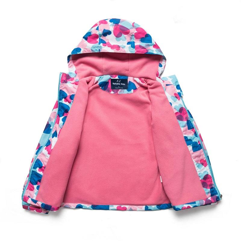 Children Floral Print Windproof Windbreakers Jacket Kids Autumn Winter Hooded Coat Zipper Outerwear