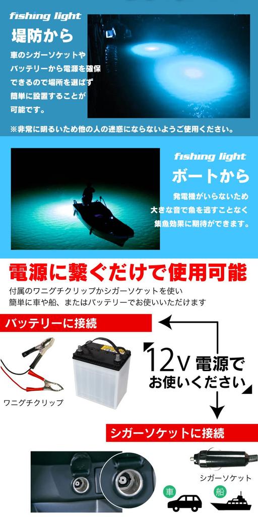 FUNKS 7200lm Blaue Angelleuchte, 60W LED Angelleuchte, Unterwasser-Angelleuchte, 7200 Lumen, 12V, Blau