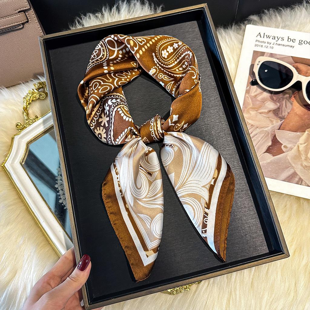 New Fashion 70X70cm Women's Scarf Silk Paisley Print Scarf Square Shawl Decorative Headband Neck Luxury Design Bandana