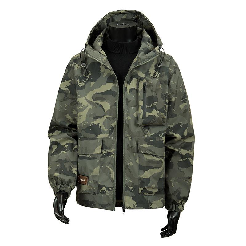 European Size Hooded Tooling Jacket Men's New Loose Casual Camouflage Men's Top Coat