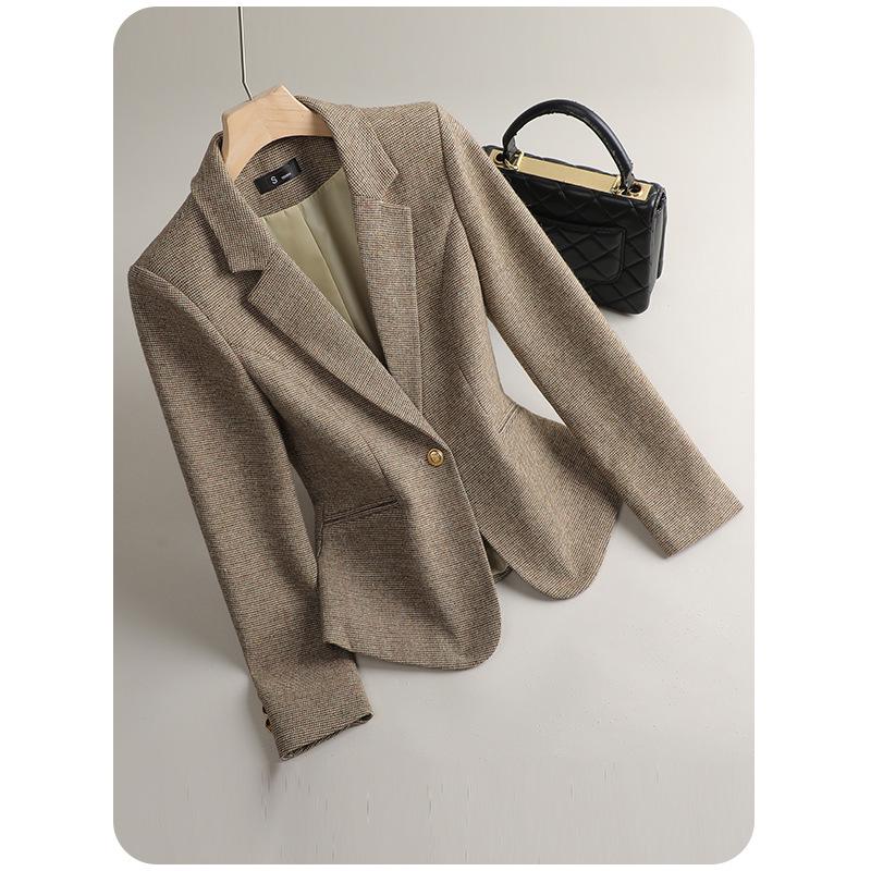 Chaqueta de Traje de Lana de Alta Gama para Mujer - Casual Invierno 2025, Estilo Diosa para Oficina y Desplazamientos