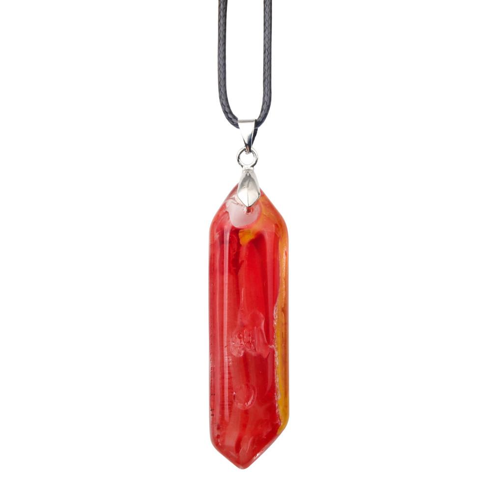 Hexagon Natural Stone Necklace With Crystal Bullet Pendant For Wear Fashion