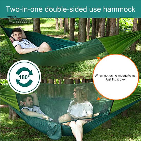 Outdoor Hammock Strong Load-bearing Solid Straps Easy Installation Auto Opening Anti-Mosquito Net Portable Swing with Anti-mosquito Camping Equipment