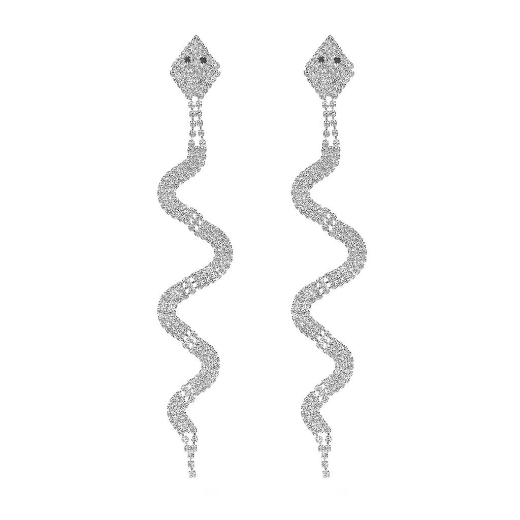 Boucles d'oreilles serpent à pampilles exagérées à longue section en Europe et aux États-Unis Boucles d'oreilles à strass à tempérament tendance Boucles d'oreilles pour femmes haut de gamme