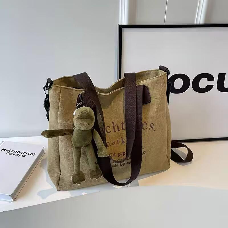 

New Popular Casual Canvas Bag New Large Capacity Casual Commuter Bag Fashion Tote Bag single package хакі
