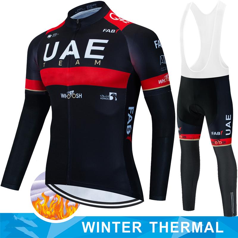 Winter Fleece Cycling Jersey Men's Shirt UAE Thermal Set Clothing Sets Man Clothes 2026 Bib Ciclismo Hombre Bicycle Suit Bike