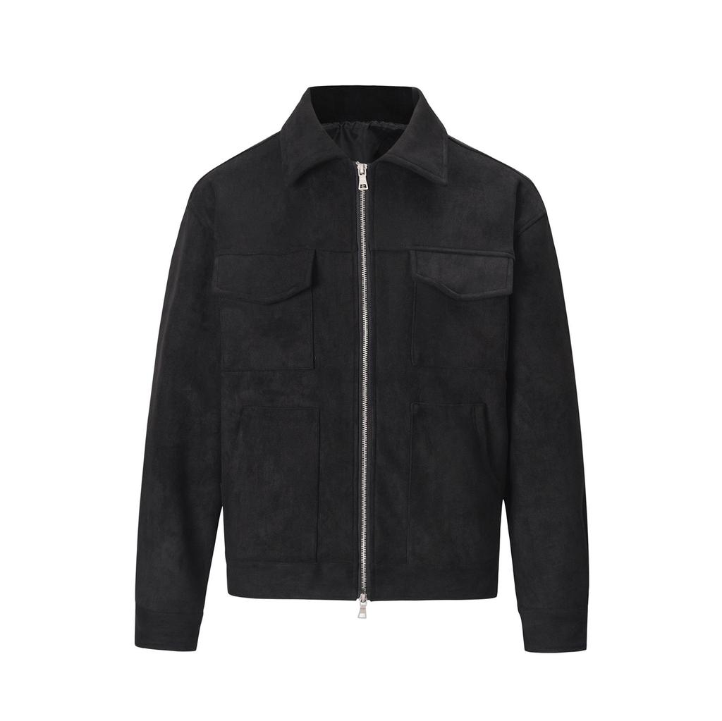 Trendy Unisex Deerskin Velvet Zipper Jacket with Large Pockets