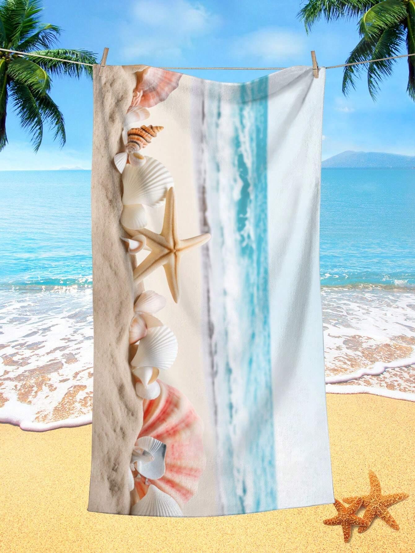 

1pc Pink-Purple Sunset Coconut Tree Polyester Quick-Dry Beach Towel, 2D Printed, All-Season, Lightweight Soft, Unisex for Swimmi W40*H60(CM)