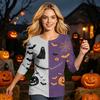 Women's Casual Halloween Print Three Quarter Sleeve Round Neck Top Comfortable Fit Lightweight Fabric Stylish Design