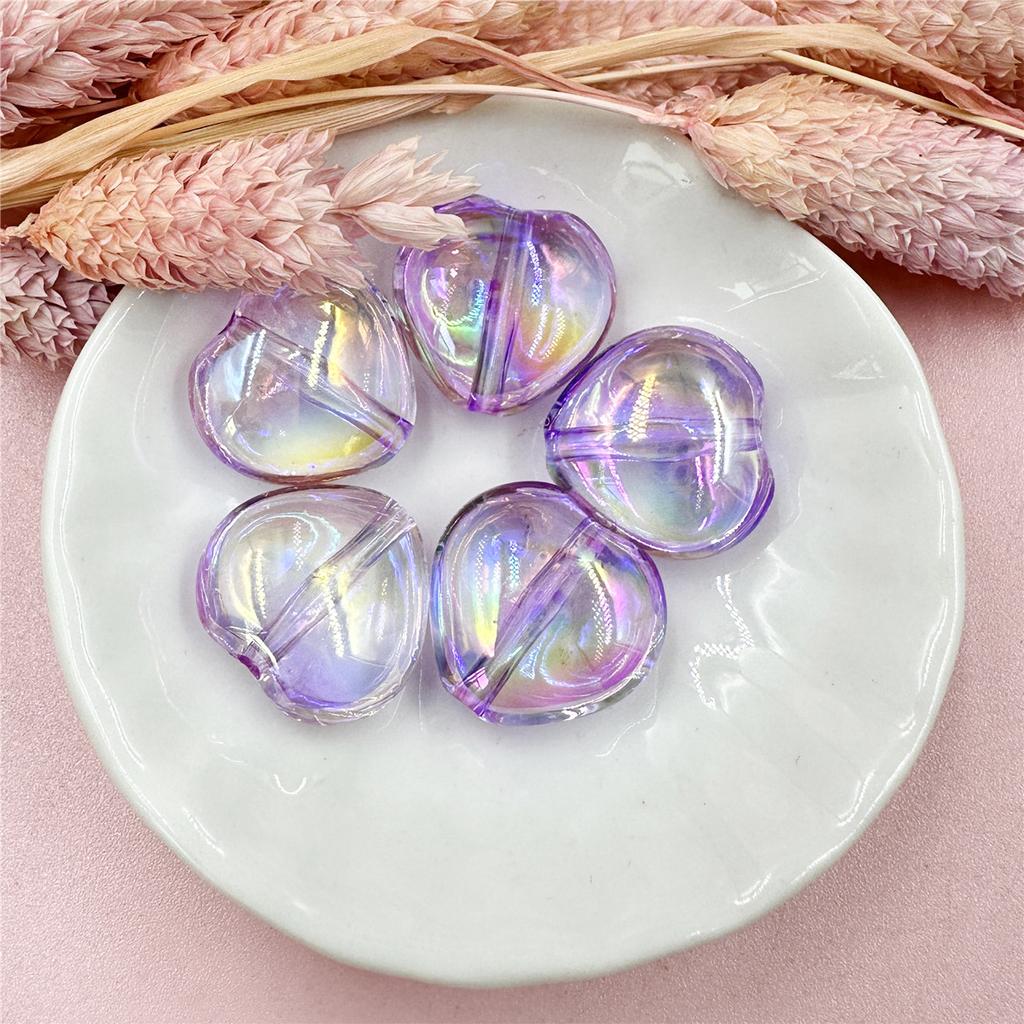 10Pcs 20*19mm For Bracelet Necklace Making Key Chain Peach Heart DIY Jewelry Accessories Acrylic Loose Beads Fashion