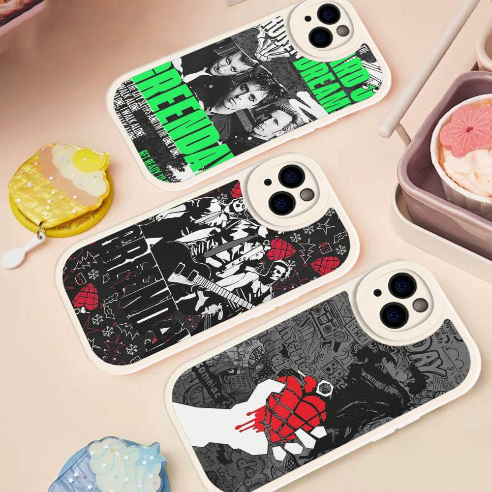 Rock Band G-Green Day Leather Phone Case For IPhone 15 14 13 Pro Max 12 11 16 Plus Phone Cover