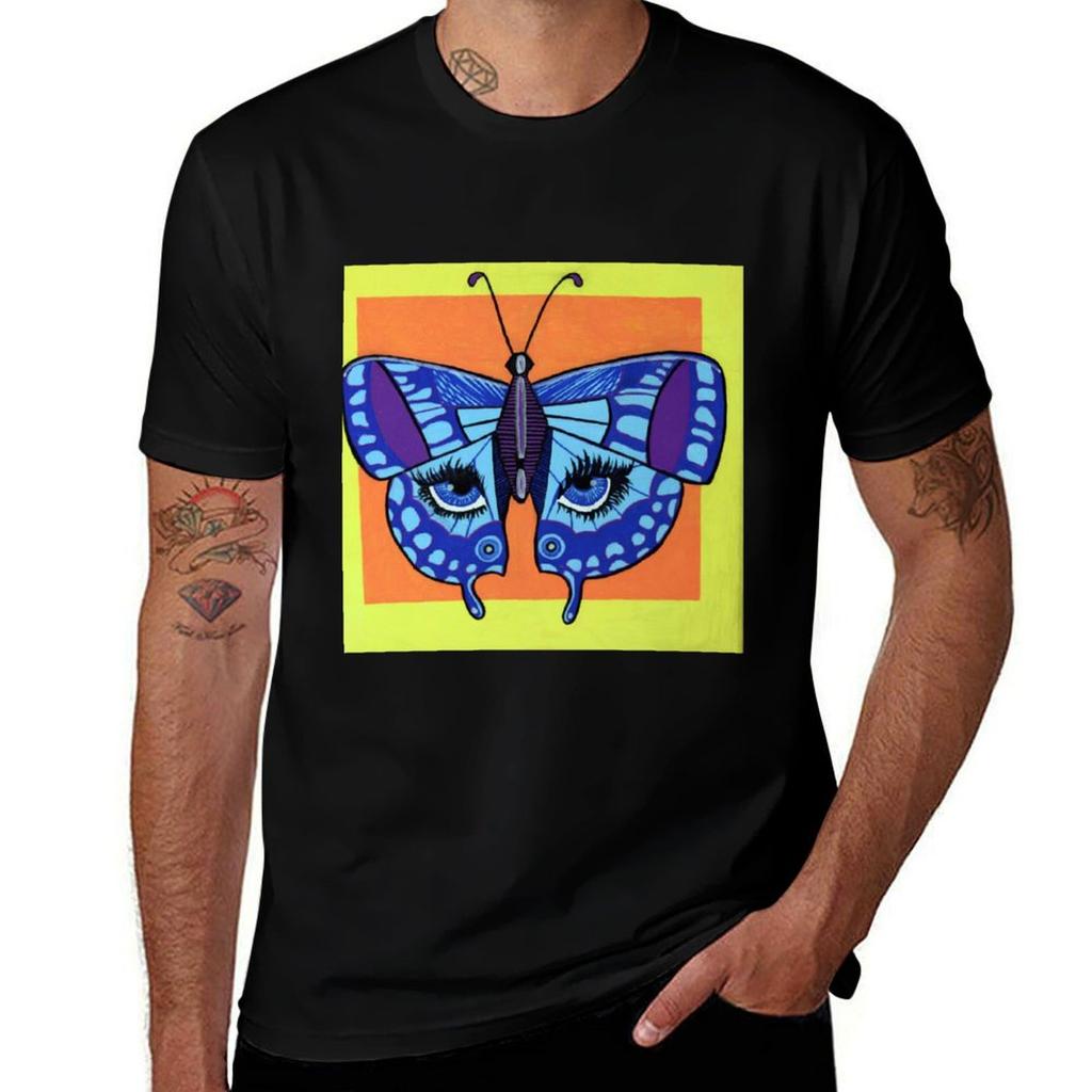 Blue Butterfly Tshirt Outdoor Work Short Sleeve Top Tshirt
