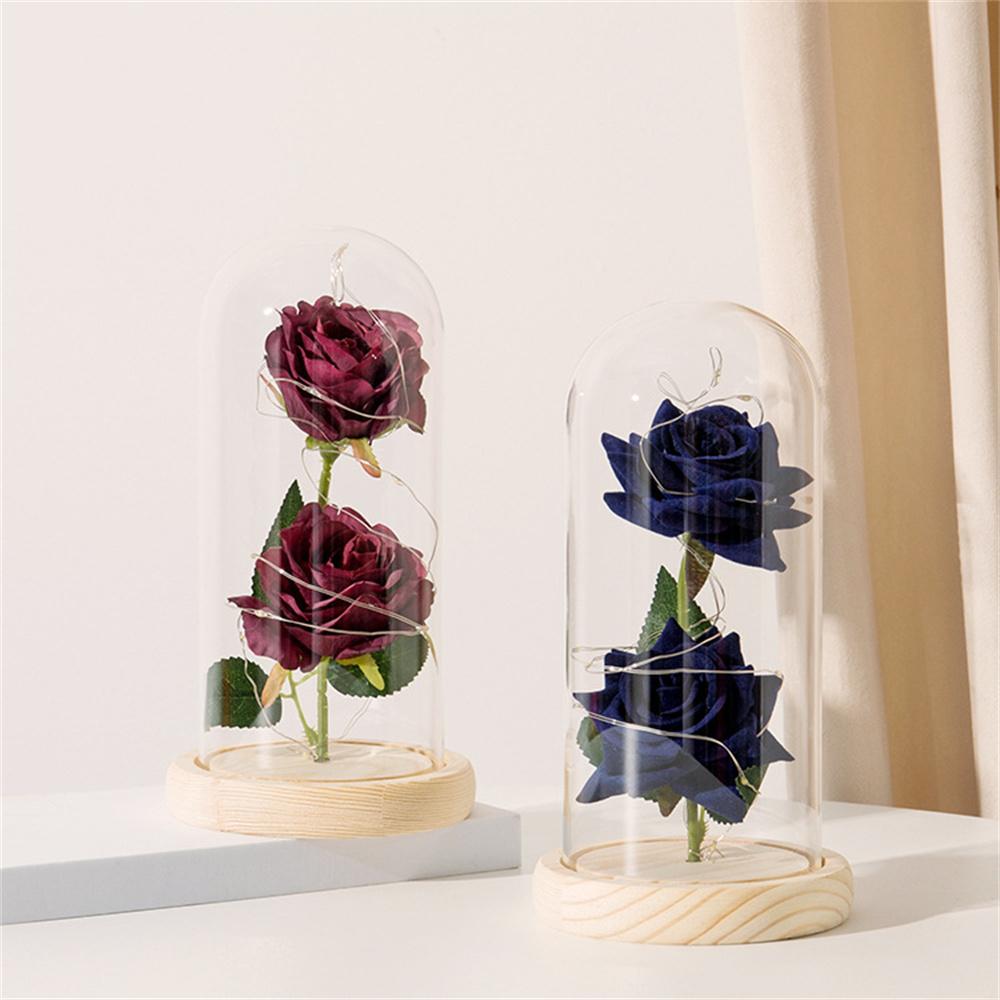 Eternal Red Rose Luxurious Gold Foil Flower LED Glass Dome Beautifully Packaged Forever For Home Decoration Anniversary Gift