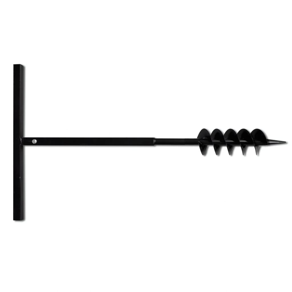 Vidaxl Handheld Auger, 100 Mm, Double Helix, Steel, Black