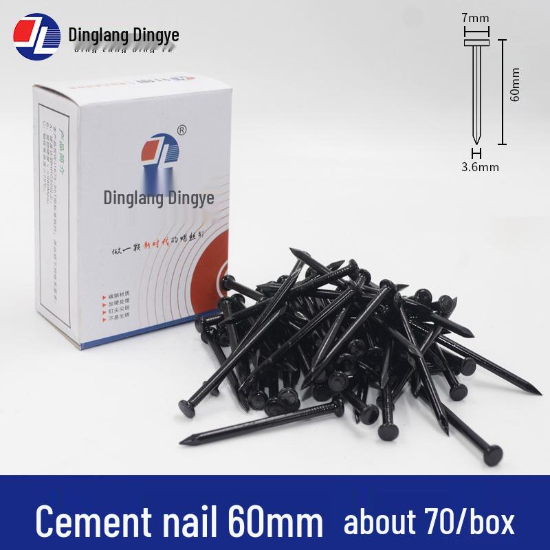 High-Strength Black Steel Nails for Concrete, Picture Hanging & Advertising