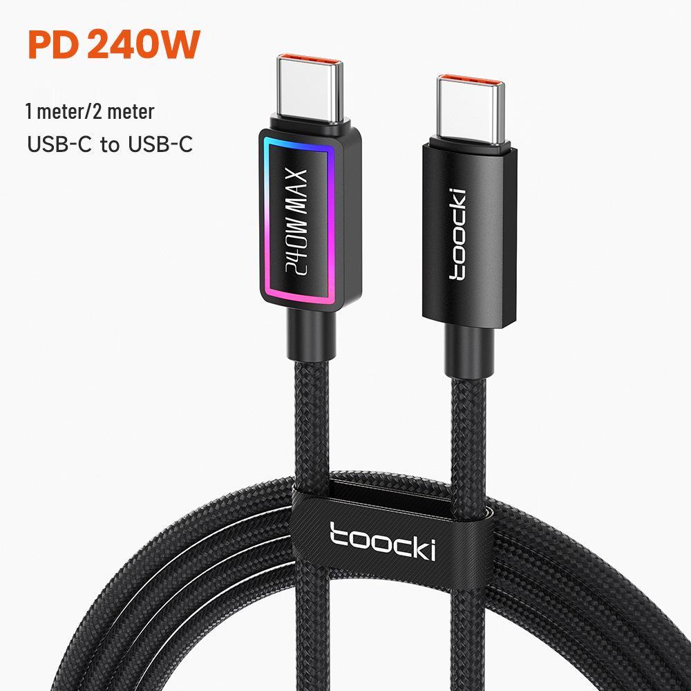 Tuqi Super Fast Charging LED Flowing Light PD240W Data Cable for Huawei and Apple
