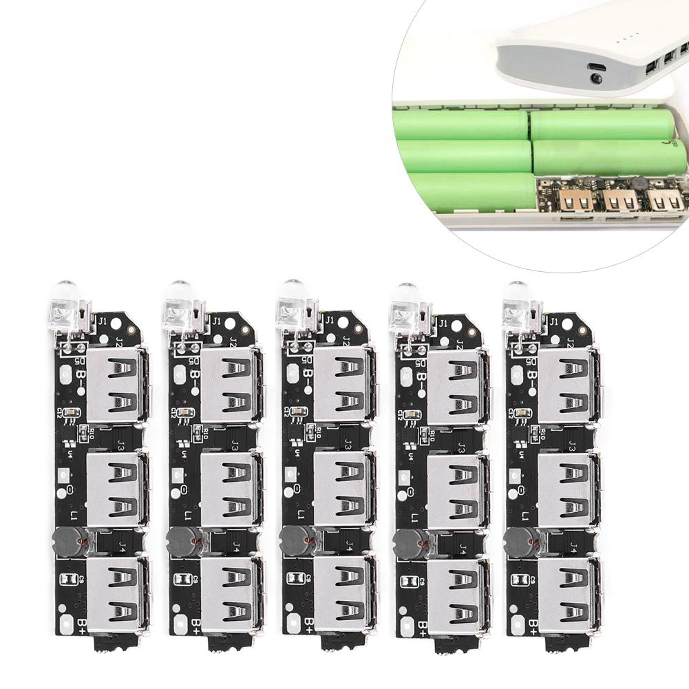 5Pcs Power Bank Charger Module 3USB DIY Mobile Circuit Board Electronic Component 5V2.1A
