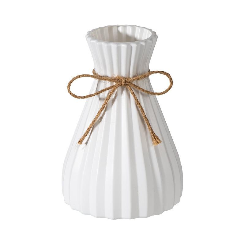 Bouteille à fleurs hydroponique imitation céramique vase en plastique taille vase moderne origami créatif corde de chanvre fleur artificielle