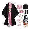 Anime Nezuko Cosplay Kamado Nezuko Cosplay Tērps Nezuko Parūka Vienota forma ar aksesuāriem Pieaugušajiem Bērniem Halloween Karnevāla Tērpi