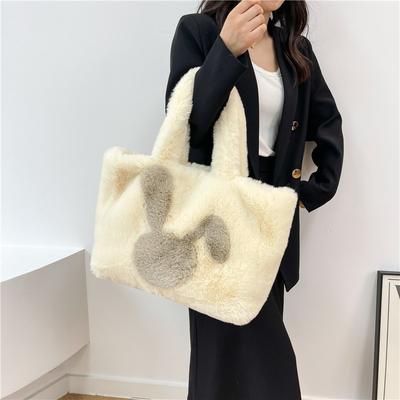 Plush Bag Travel Rabbit Shoulder Pattern Fur 2024 Commuter Tote Large-capacity