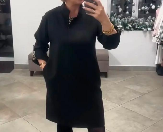 2025 Autumn/Winter European & American Women's Fashion V-neck Loose Plus Size Printed Dress