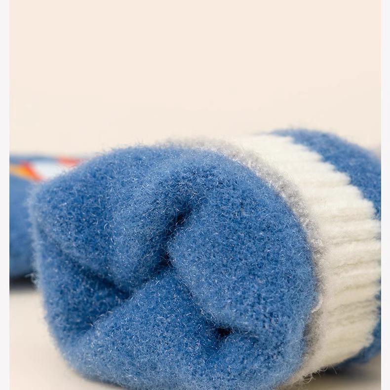 Kinderhandschuhe Jungen Herbst und Winter Cartoon niedlich Rakete Wolle gestrickt warm und kalt Fünffinger Grundschüler Outdoor