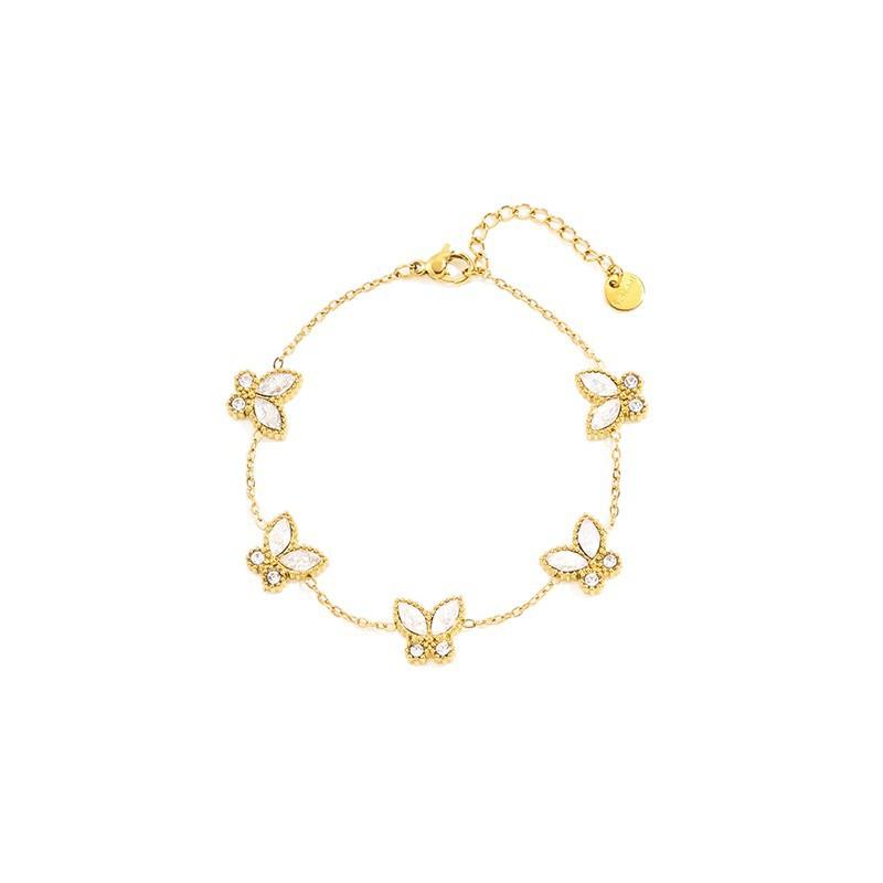 European and American Zircon Bracelet Light Luxury Niche Girls High Value Ing Wind Titanium Steel Butterfly Bracelet Does Not Fade