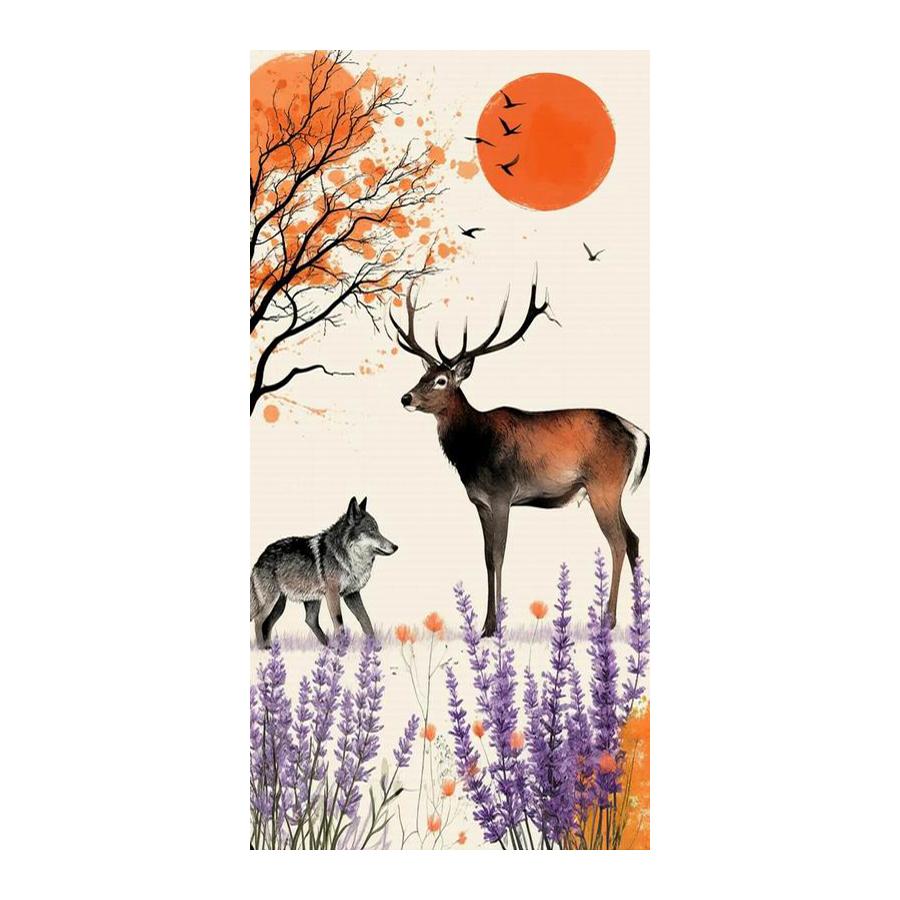 

Abstract Deer Wolf Large Size Diamond Painting Animals Diy Full Square Round Drill Rhinestone Embroidery Mosaic Cross Stitch Kits Wall Decor Square drill 30x60cm