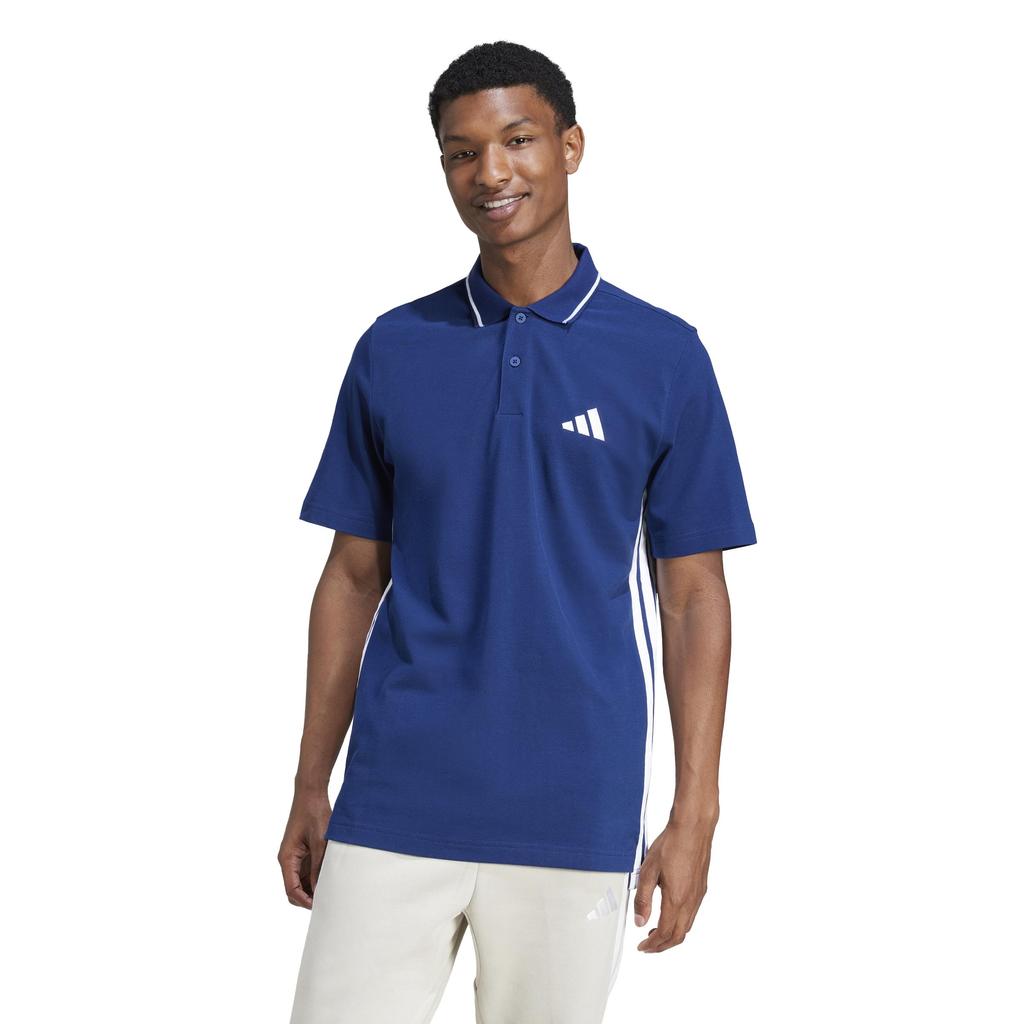 Adidas Essentials Polo Pique with Small Embroidered Logo and Three Dark Size Shirt, Stripes, ECR20, Men's, Blue/White (JE6382), J/M