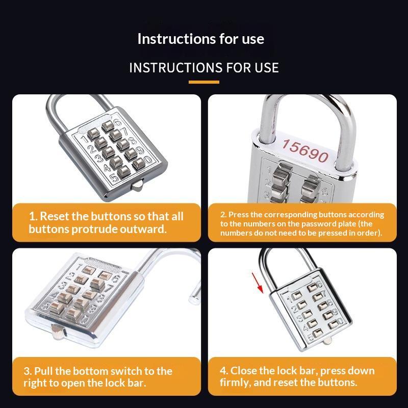 Metal Color Key Password Padlock Blind Mechanical Password Lock Gym Lock Luggage Bag Backpack Padlock