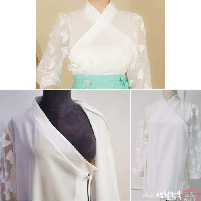 Fusion Garment Top with Butterfly Jeogori Featuring Special Traditional Hanbok Design