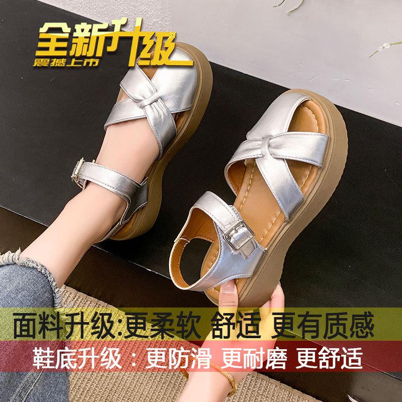 

Thick-soled heightening bag head sandals women s 2025 new summer wear with skirt casual beach Roman sandals 40