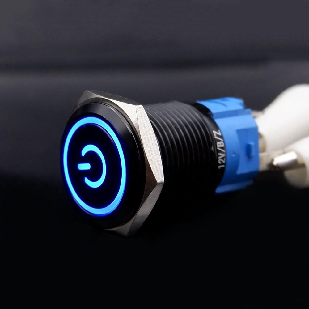 16mm 19mm 22mm Metal Push Button Switch With Fixed PC Power Supply Switches Car Engine Start Stop Backlit LED 3v 5v 6v 12v 24v