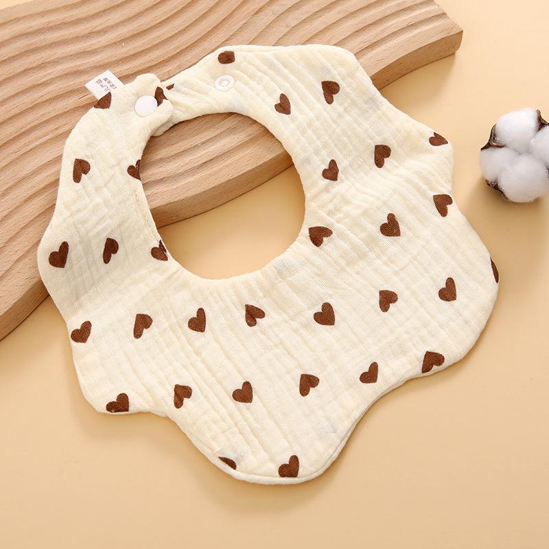 Baby Saliva Towel Class A Four-Layer Crepe Cartoon Snap-Button Bib Baby Triangle Scarf Newborn Bib