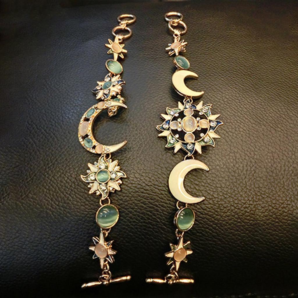 Elegant Sun Moon Star Shape Bracelet Featuring Natural Rhinestones Opal in Bohemian Style for Daily Wear Dates Parties
