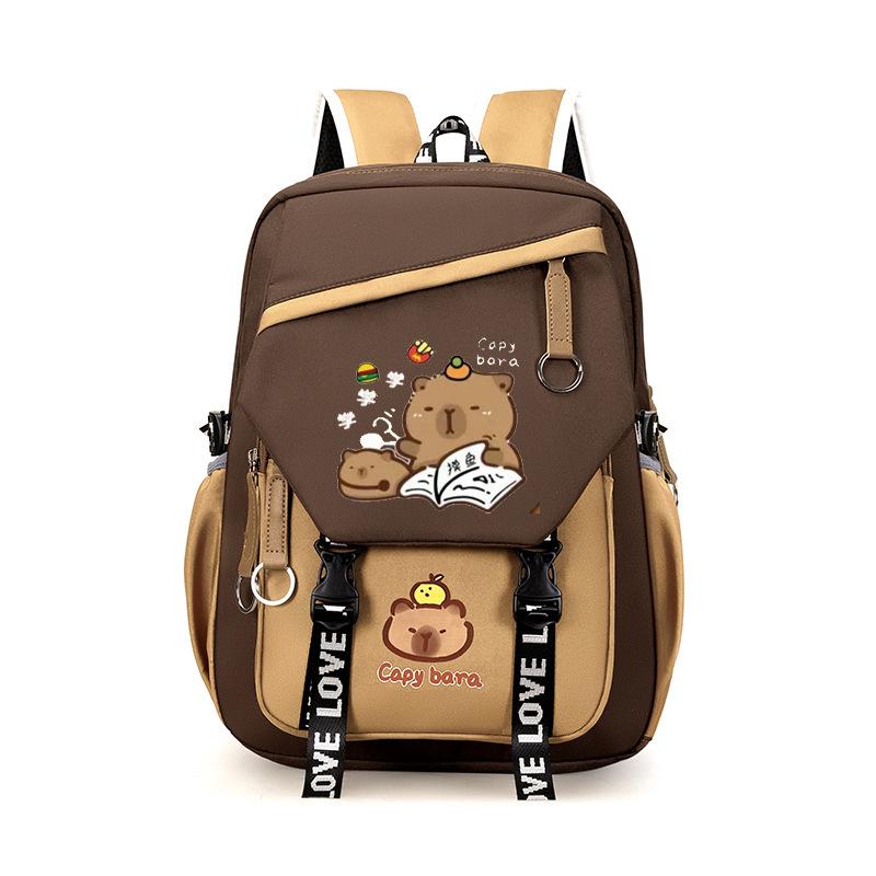 Capybara School Backpack Children School Bags Set Casual 3pcs Daypack Teens Girls Shoulder Bag Book Bag Schoolbag Kids Backpack