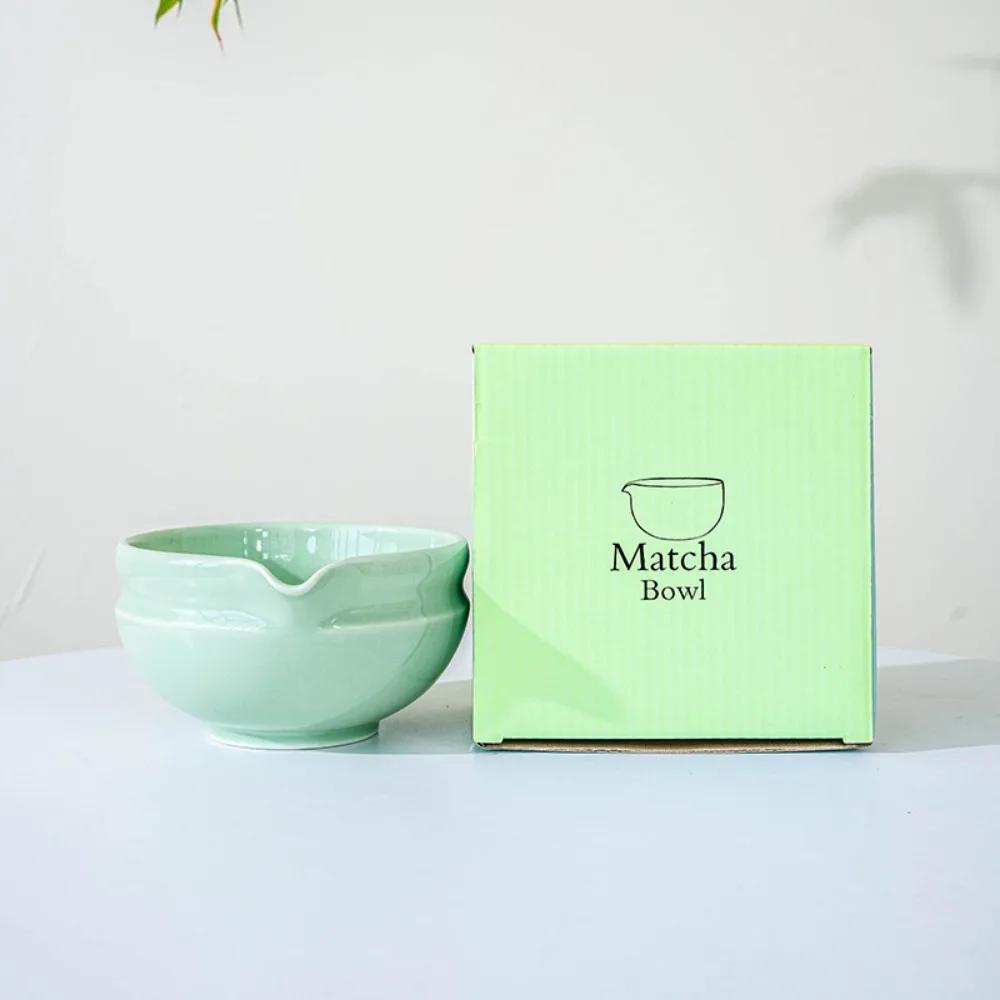 New Ceramic Matcha Bowl with Pouring Spout Reusable Matcha Making Kit Gradient Color Matcha Whisk Holder Tea Lovers