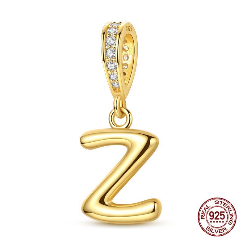 New In Original Charms Copper 26 Golden Letters A-Z Charm Bead Fit 3Mm Original Bracelet For Womens Diy Fashion Jewelry Gift
