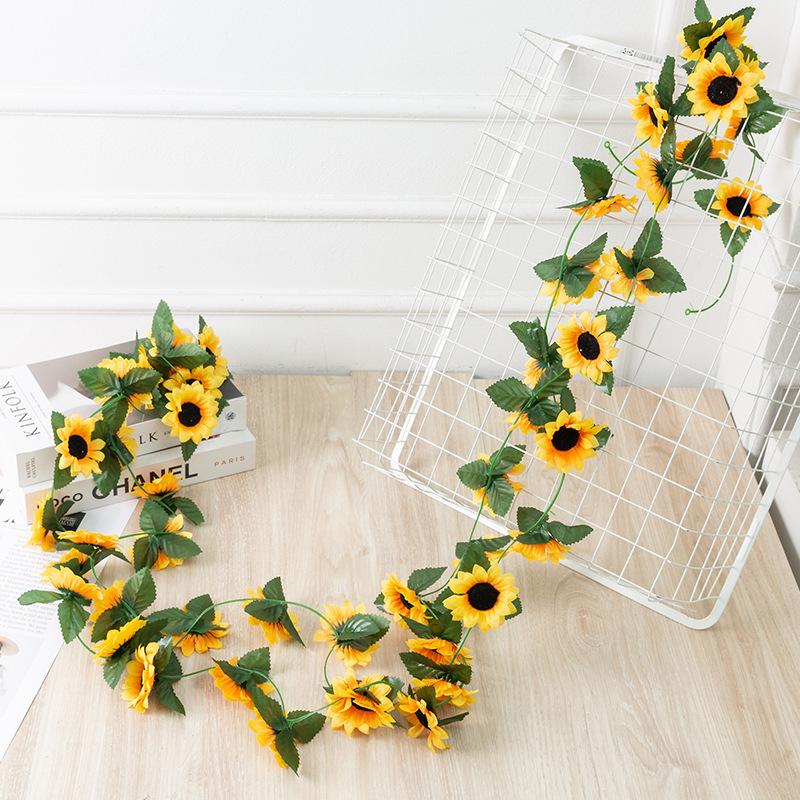 Artificial Sunflower Vine Wall Hanging - Floral Art for Living Room or Balcony
