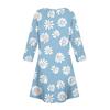 Women's Summer Dress Loose V Neck Three-quarter Sleeve Sundress With Pockets Dress
