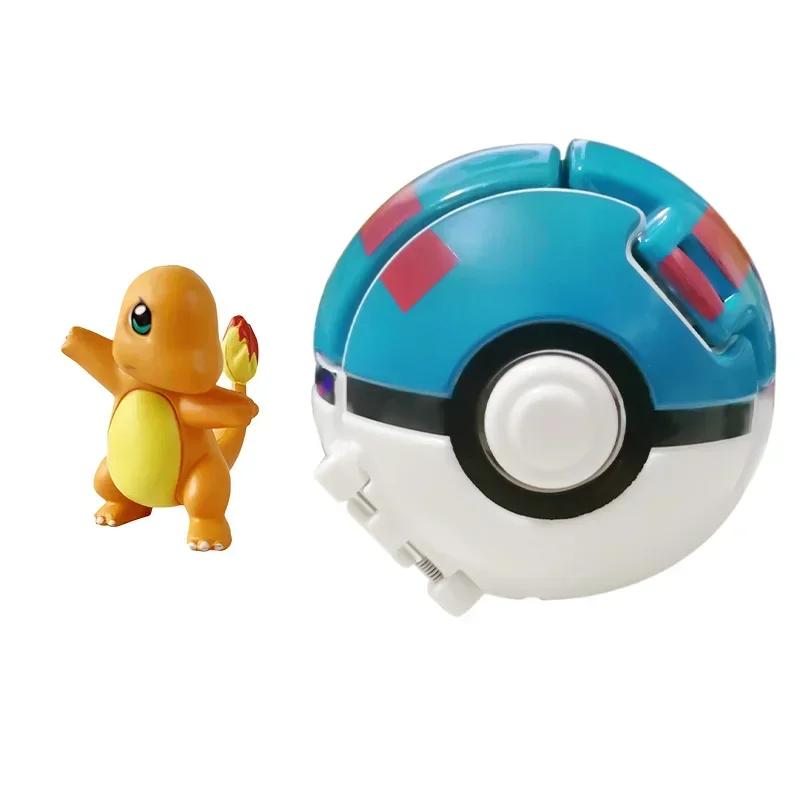 Pokemon Model with Ball Poke Pokeball Mew Groudon Solgaleo Mewtwo Pikachu Meowth Charizard Kyogre Fennekin Froakie Chespin Toy