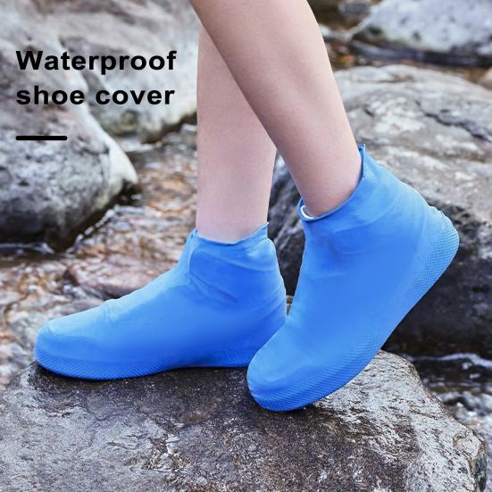 1 Pair Rain Shoe Cover Waterproof Thickened Silicone Lightweight Foldable Design Easy