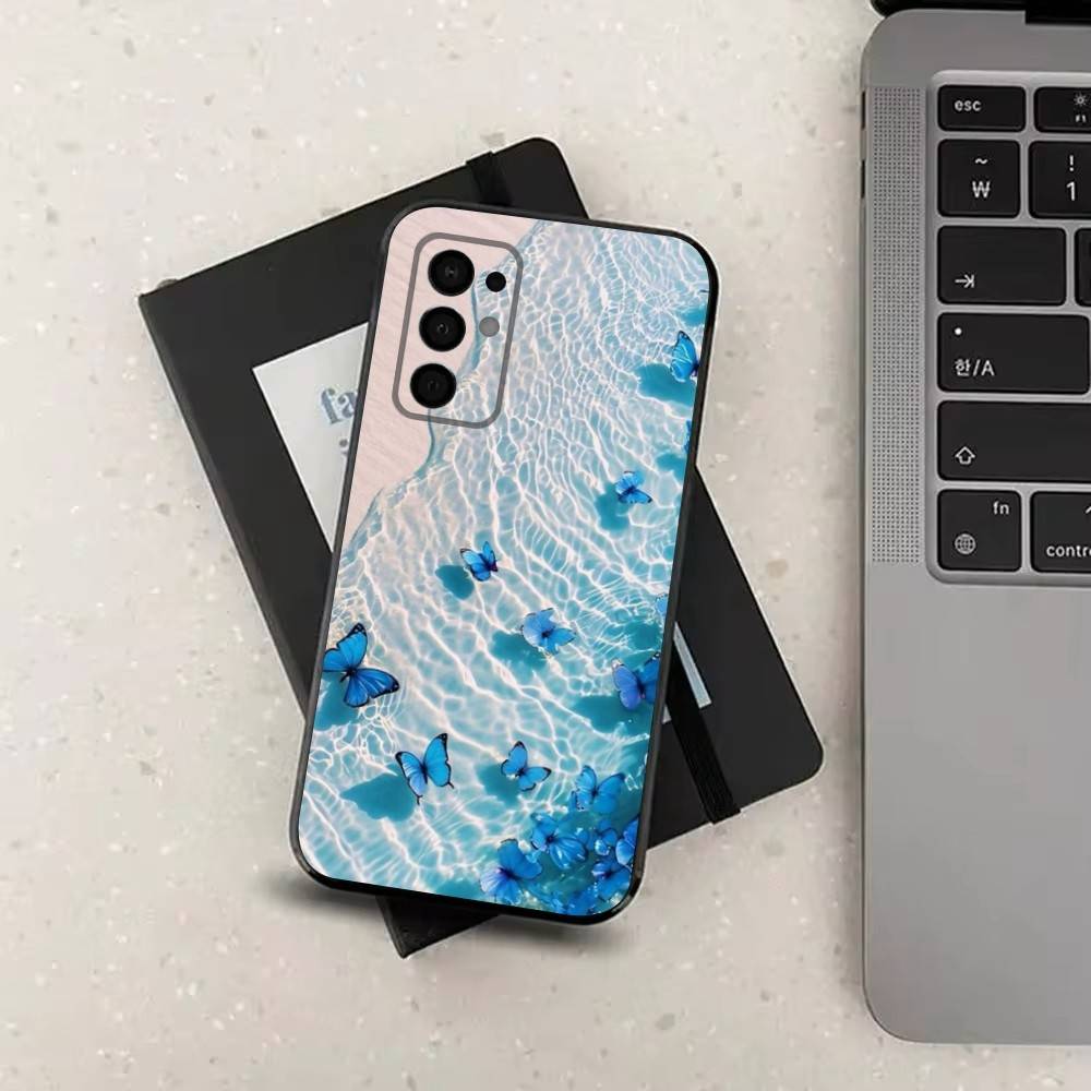 Pink Butterfly Pattern For Samsung Galaxy A73,31,Note,22,71,53,32,72,41,8,9,52,J7,Soft Black Silicone Cover Case
