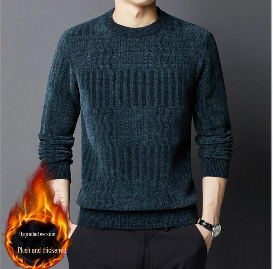 Men's Chenille Sweater - Thick, Warm, Round Neck, Autumn/Winter Knit
